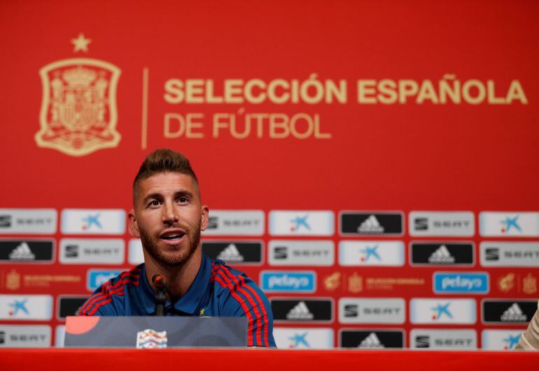 Sergio Ramos, durante la rueda de prensa previa al partido contra Inglaterra