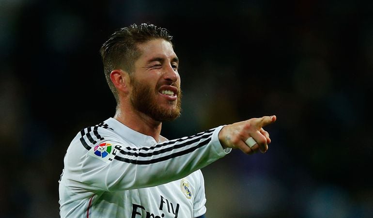 Sergio Ramos celebra un gol en el Bernabéu