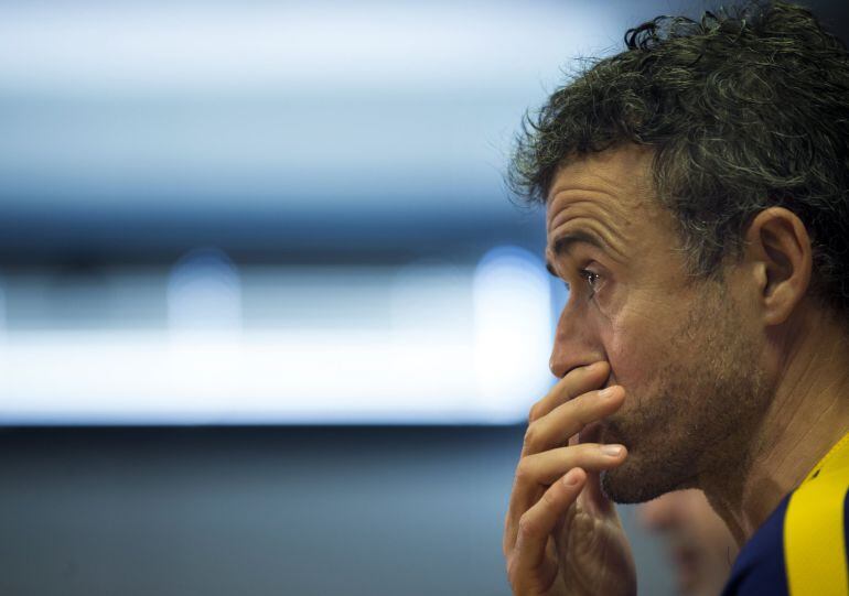 Luis Enrique, en la sala de prensa