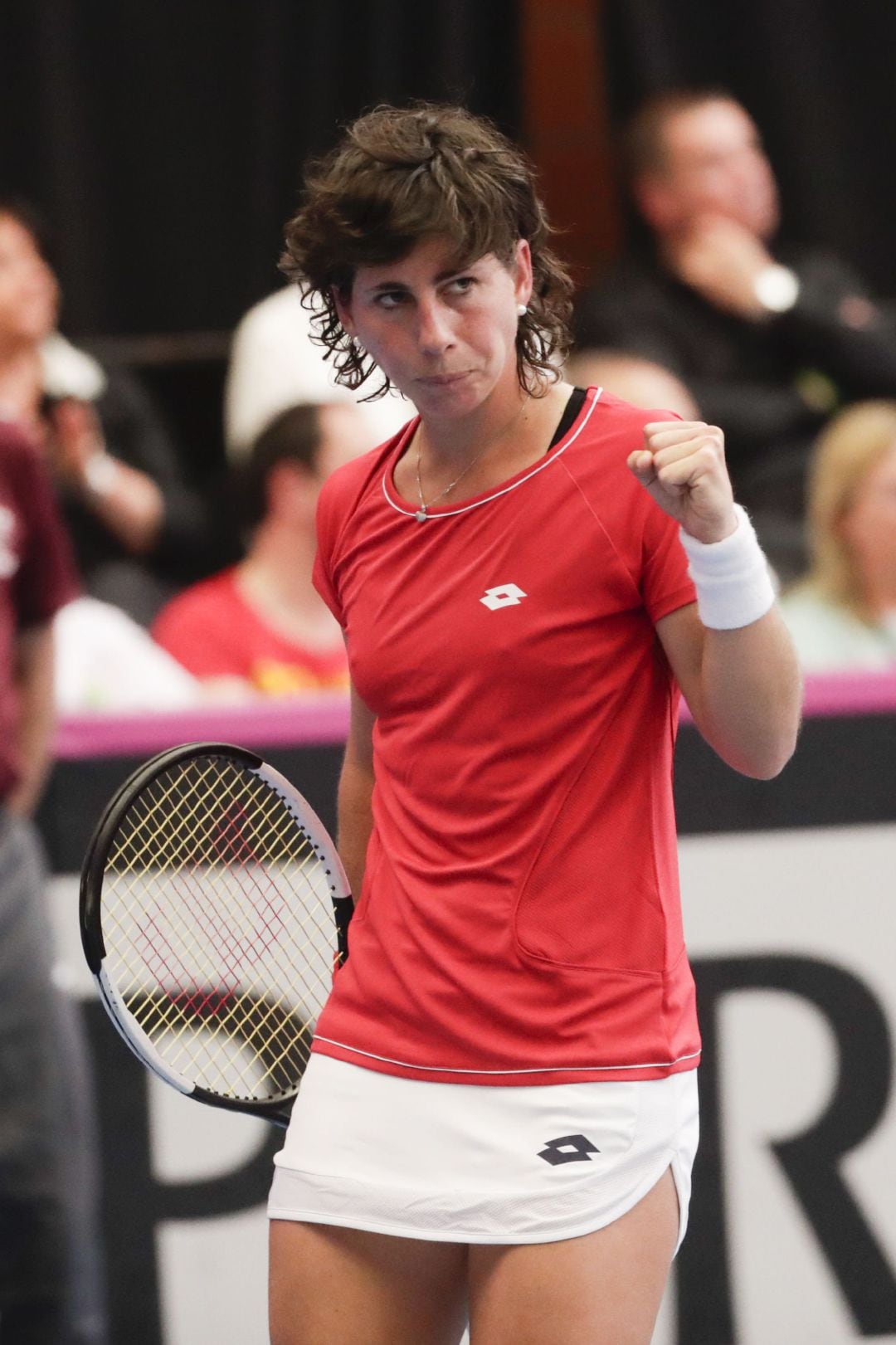 Carla Suarez Navarro celebra un punto ante Wickmayer.