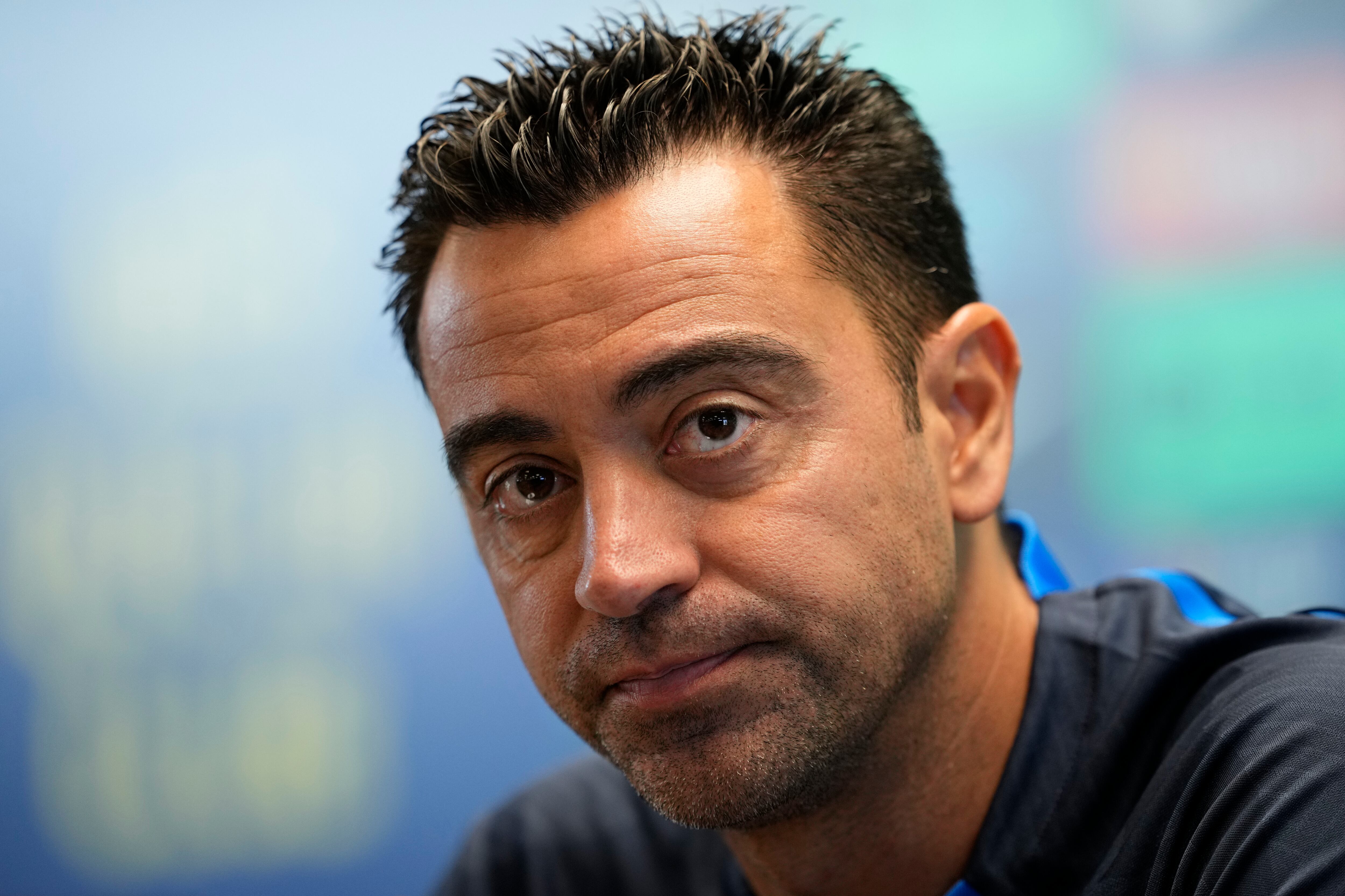 El entrenador del FC Barcelona Xavi Hernández durante una rueda de prensa