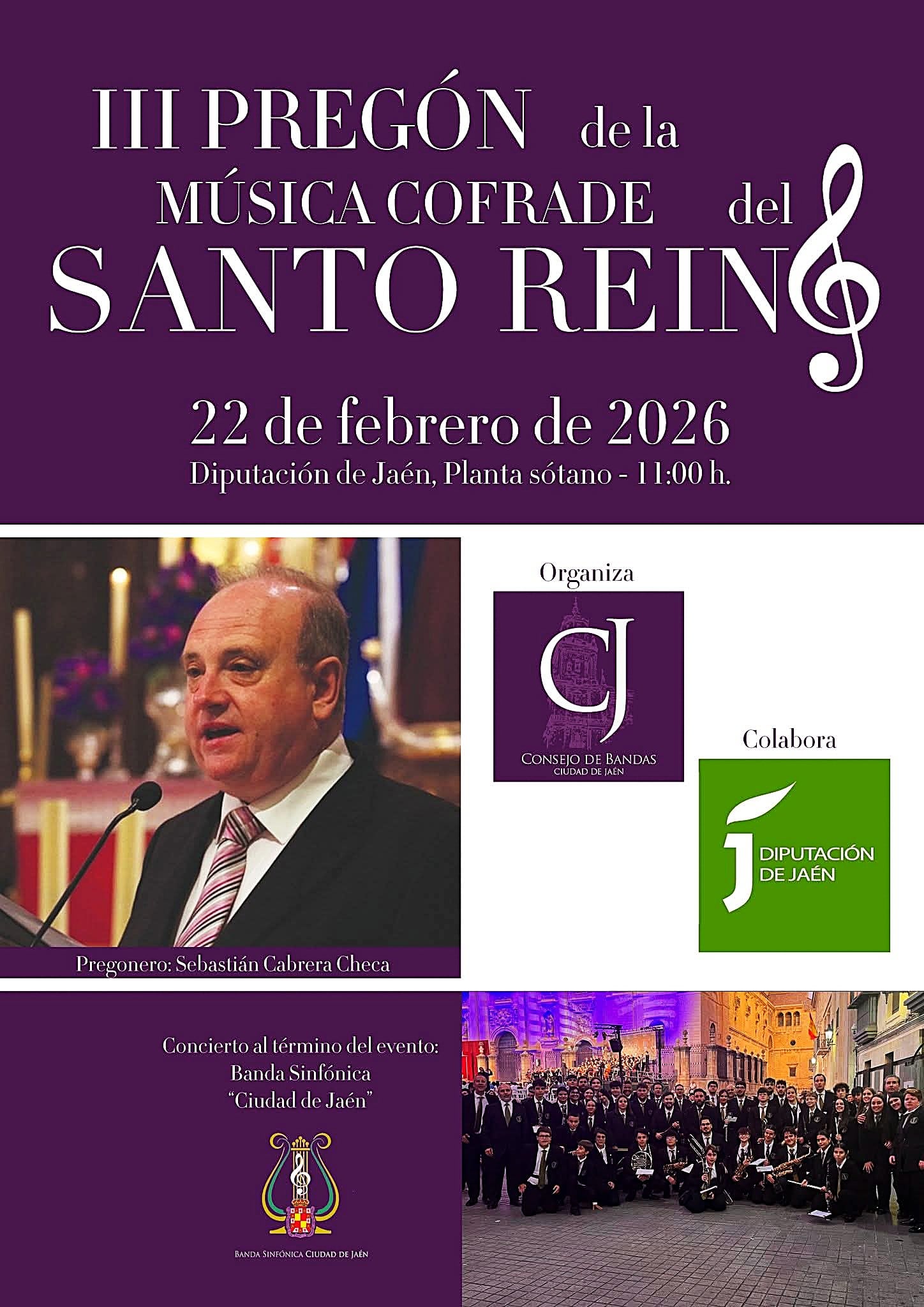 Cartel del III Pregón de la Música Cofrade del Santo Reino de Jaén.