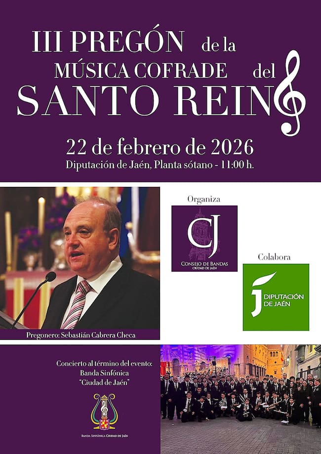Cartel del III Pregón de la Música Cofrade del Santo Reino de Jaén.