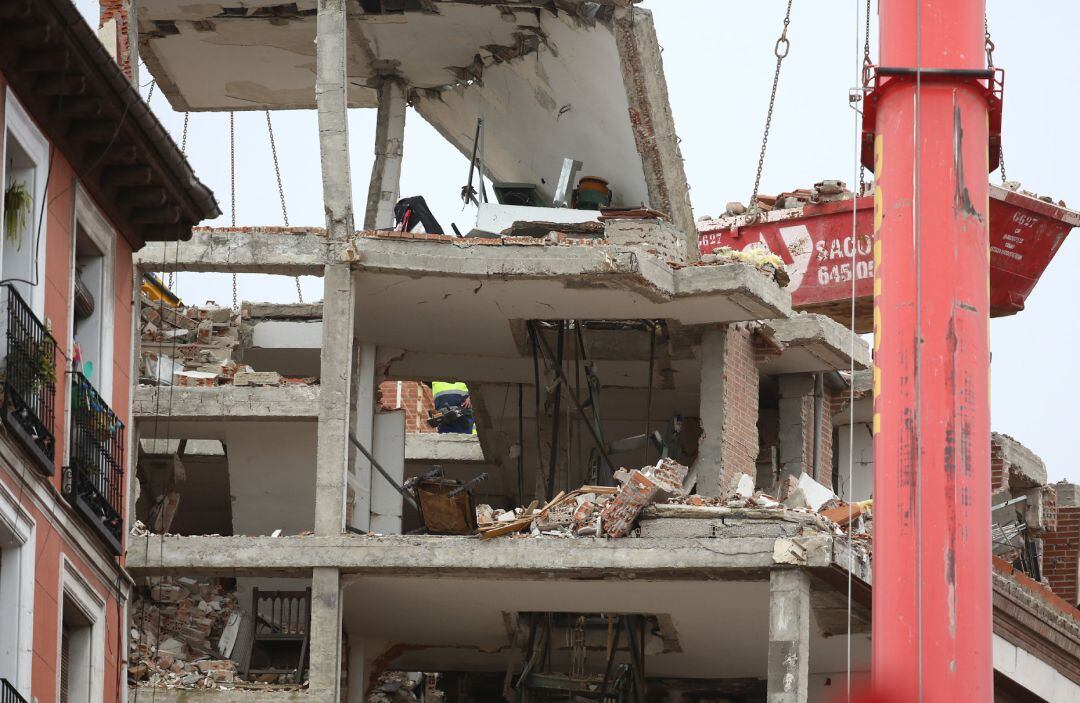 Plantas del edificio que el pasado miércoles sufrió una explosión, en la calle Toledo, Madrid, (España), a 23 de enero de 2021.