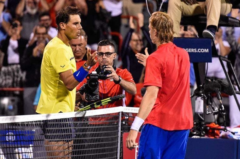 Rafa Nadal durante su último partido en el Masters de Canadá.