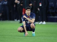 Achraf Hakimi, durante los cuartos de la Champions entre PSG y Liverpool