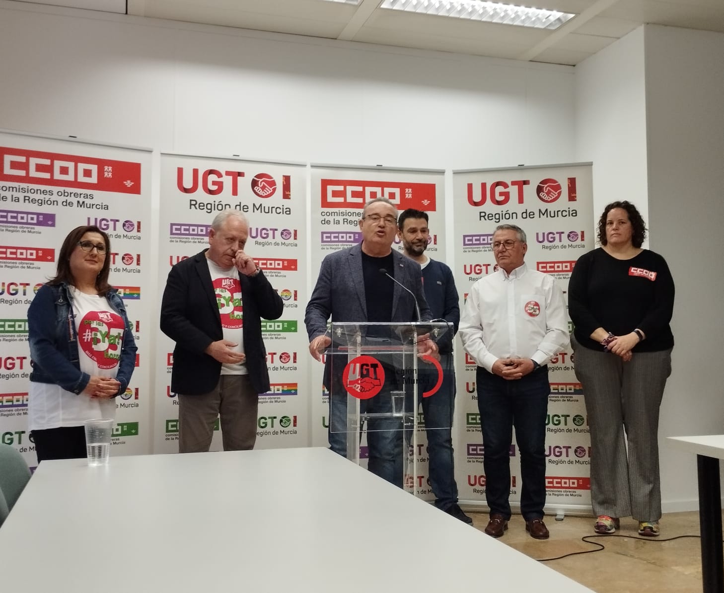 Rueda de prensa de los sindicatos UGT y CCOO Región de Murcia este jueves