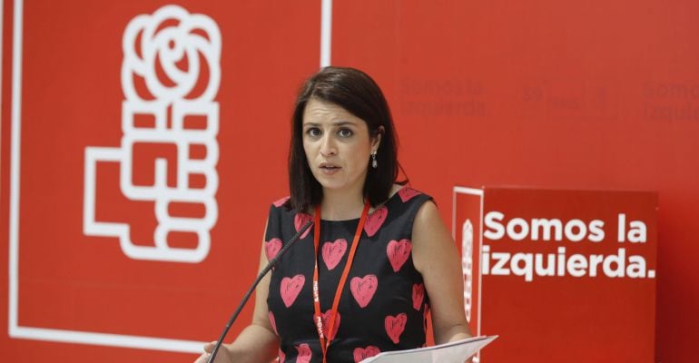 La nueva vicesecretaria general del PSOE, Adriana Lastra, durante el Congreso del partido de este fin de semana