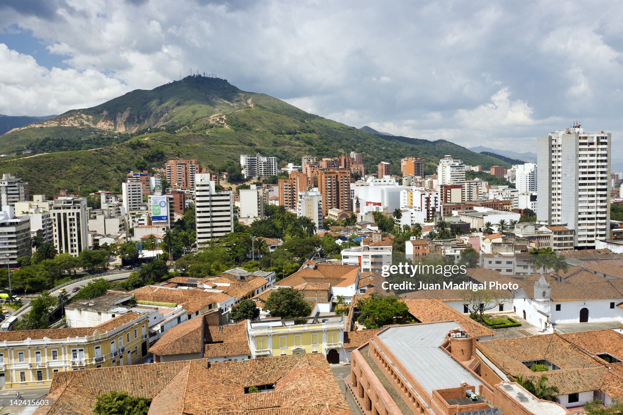 Cali, Valle del Cauca, mountain in background, Colombia .