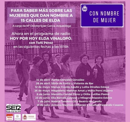 Cartel de próximos programas en Radio Elda SER