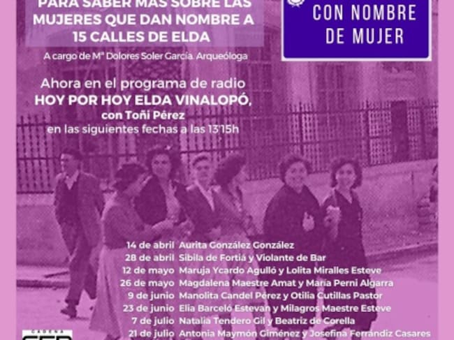 Cartel de próximos programas en Radio Elda SER