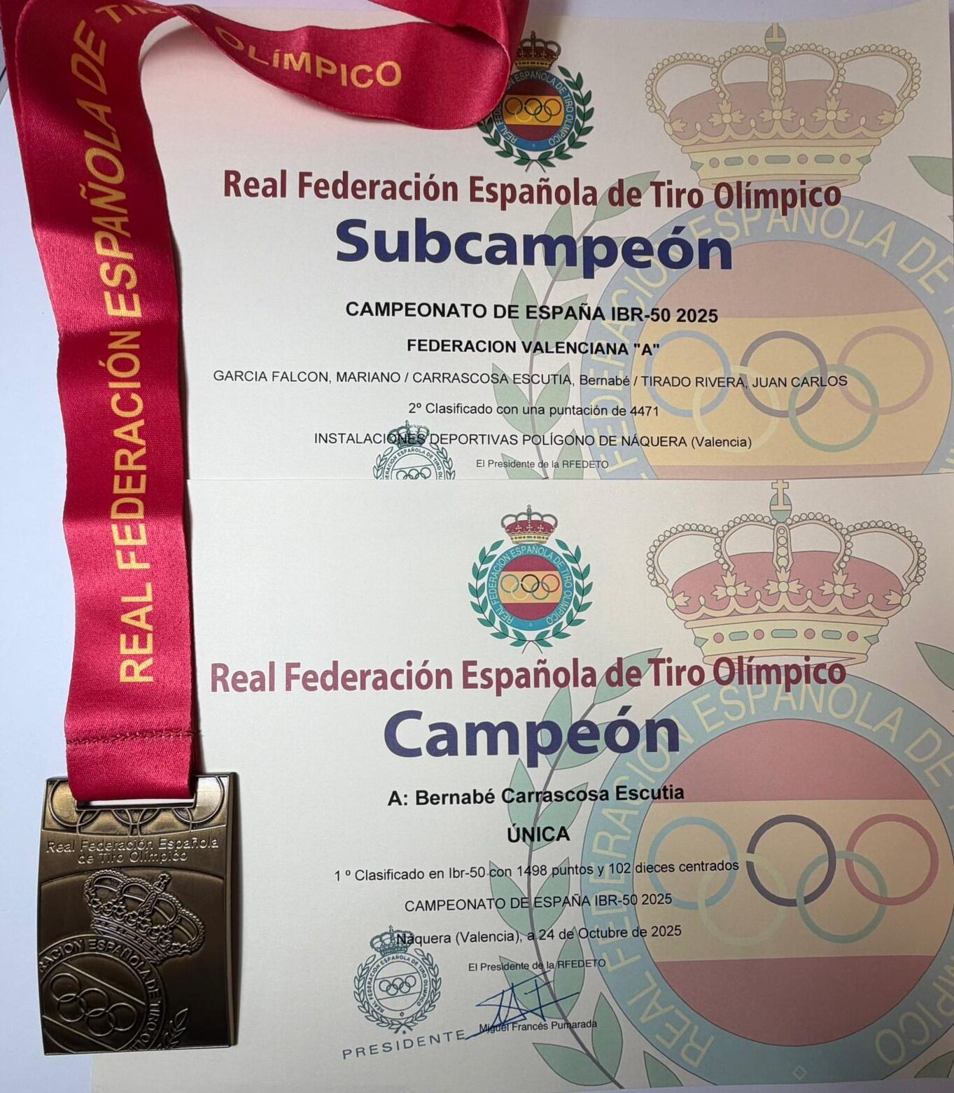 Diploma del trofeo