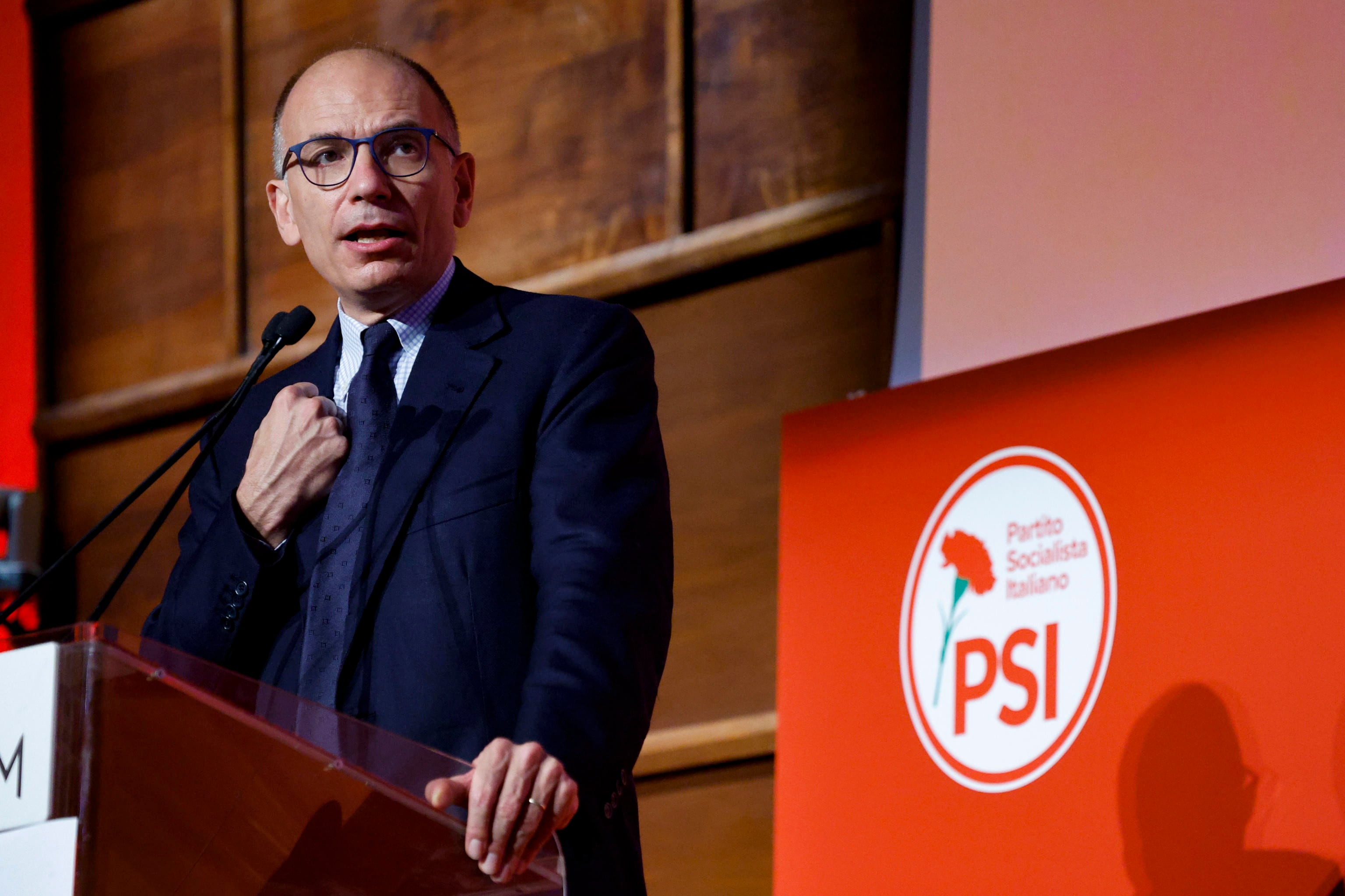 Enrico Letta en un acto en Roma