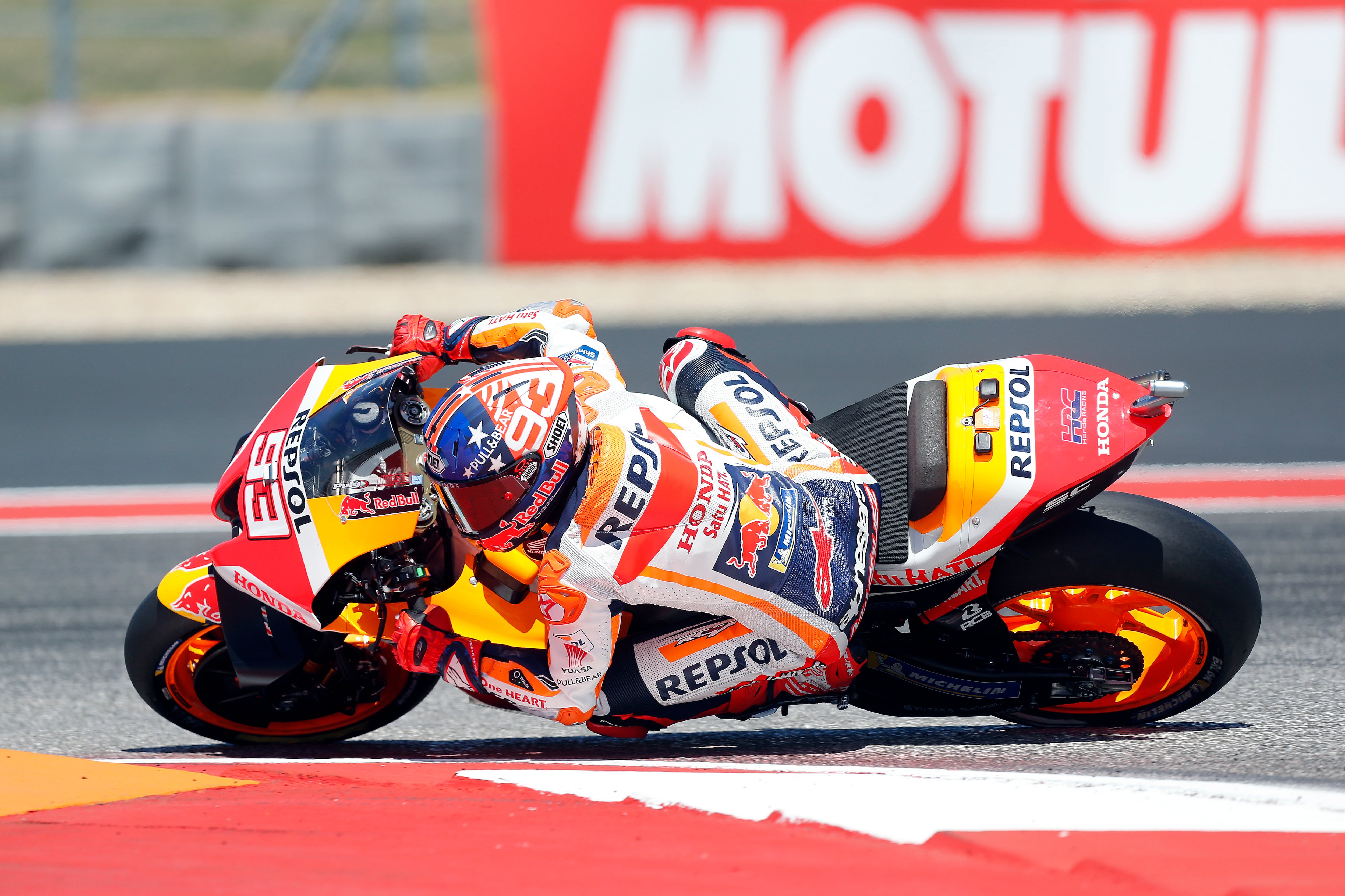 Austin (United States), 09/04/2022.- Spanish rider Marc Marquez of Repsol Honda Team in action during MotoGP qualifications during the Motorcycling Grand Prix of the Americas at the Circuit of the Americas, Austin, USA, 09 April 2022. (Motociclismo, Ciclismo, Estados Unidos) EFE/EPA/ADAM DAVIS
