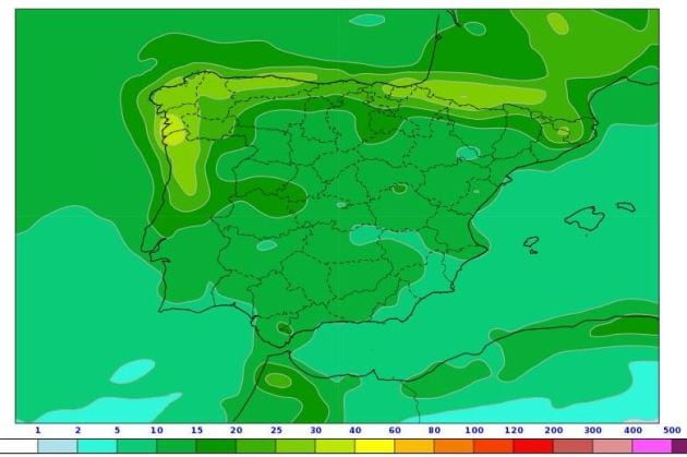 Precipitación media para la Semana Santa. según el modelo.