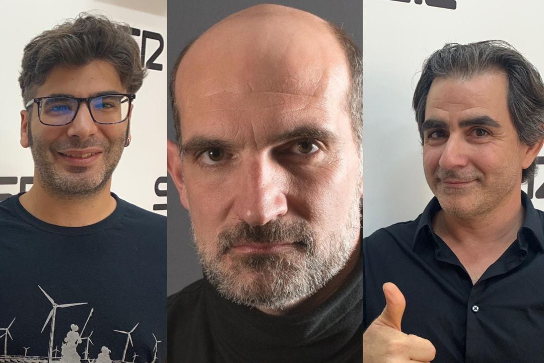 De izquierda a derecha: David Terol (Extinción); Luis Mtnez. Arasa (Enrique IV) y Nico Andreo (Los anunciates) nomimados como mejores actores a los Premios Azahar de teatro.