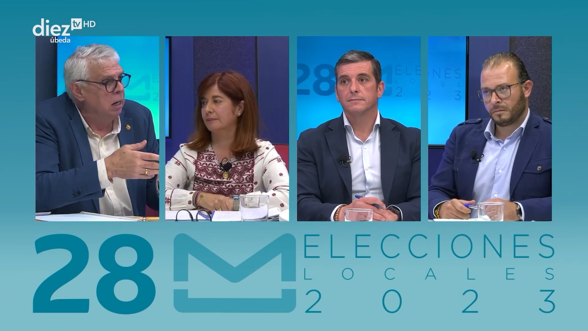 Un momento del debate a 4 en Diez TV y Radio Úbeda
