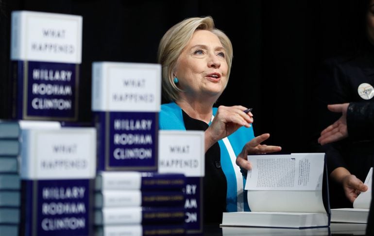 La excandidata demócrata a la Casa Blanca, Hillary Clinton, en la presentación de su libro