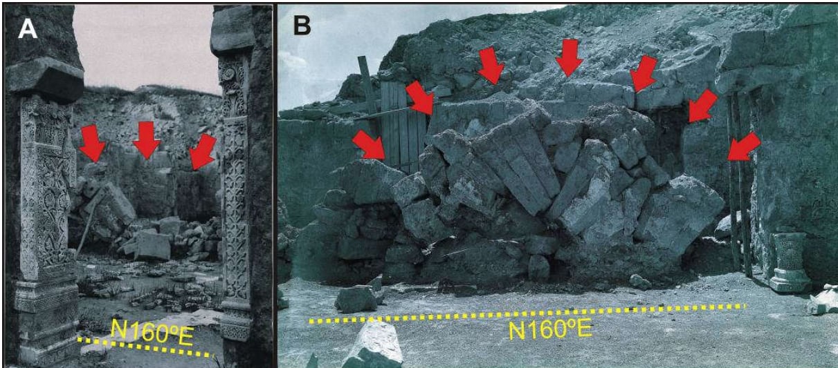 Arcos derrumbados por un terremoto en el salón de Abderramán III, en una fotografía de 1943 de Félix Hernández