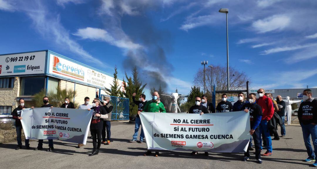 Protesta de los trabajadores de Siemens Gamesa esta semana en Cuenca