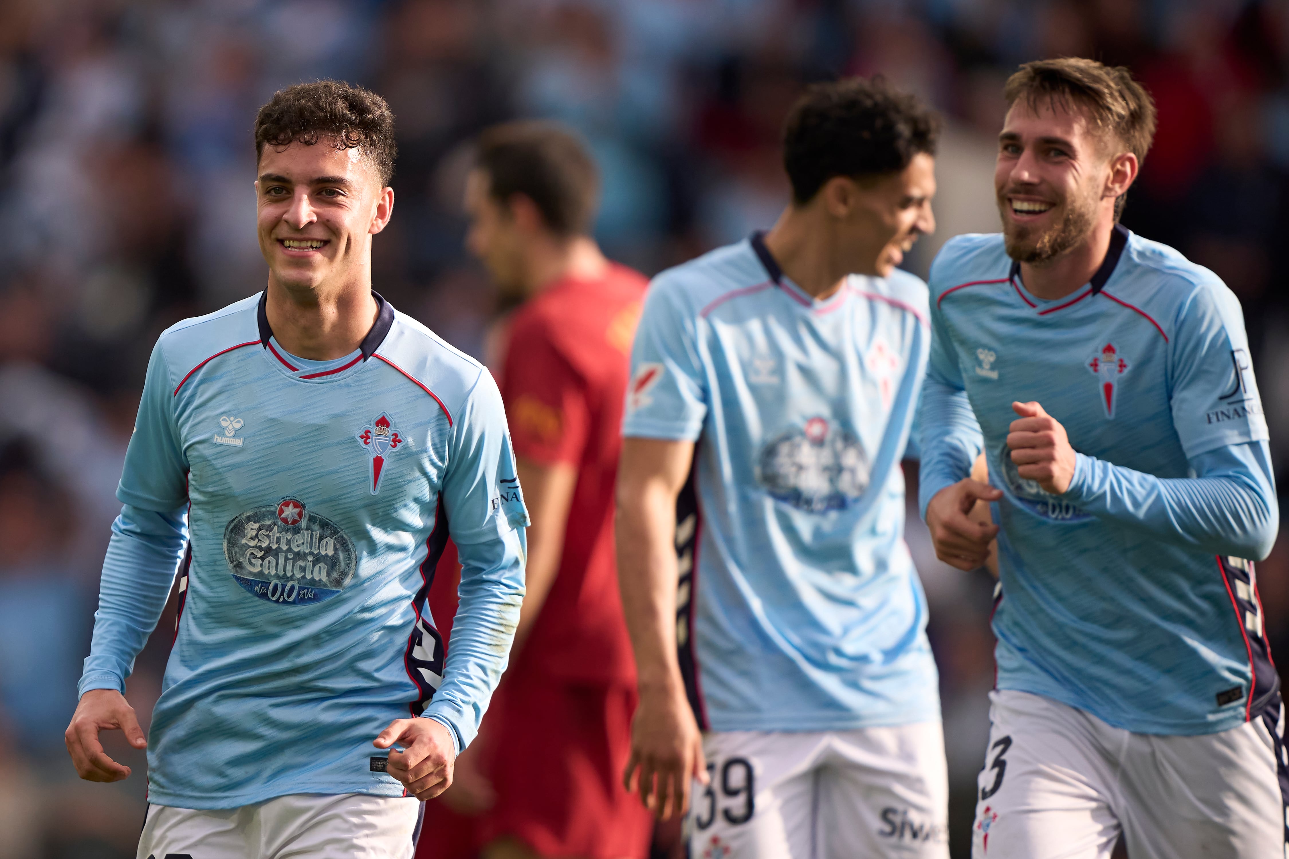 Hugo Álvarez celebrando un gol frente al Valencia en liga