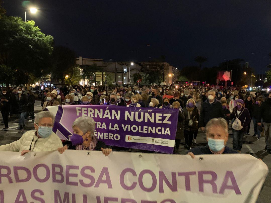 Momento de la manifestación, en la Avenida de la Victoria