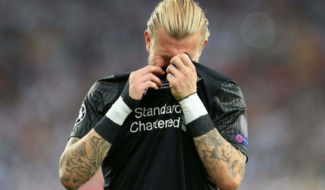 Karius, en la final de Kiev en la que defendió la portería del Liverpool.