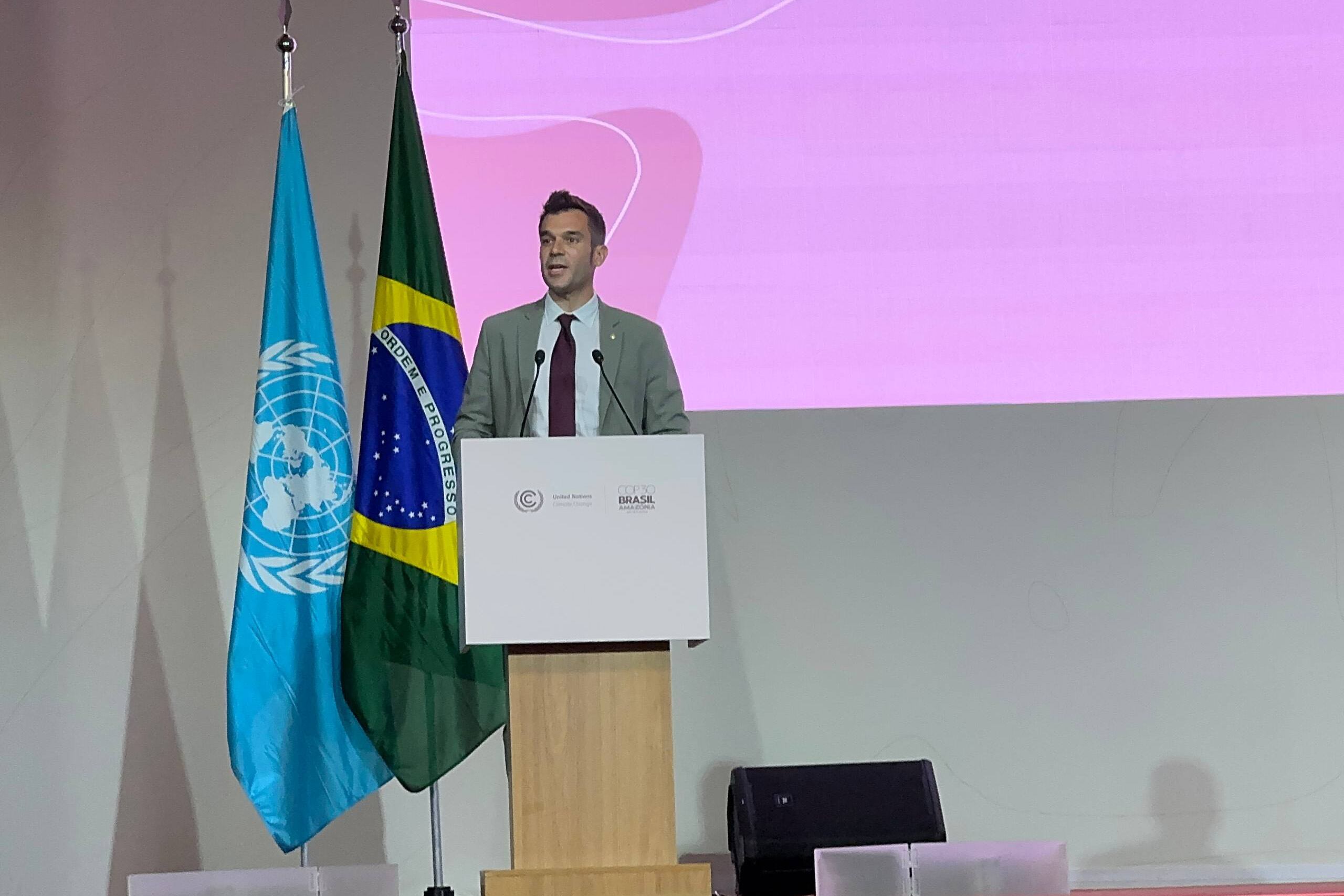 El secretari d'Estat de Transició Energètica, Transports i Mobilitat, David Forné, a la Conferència de les Nacions Unides sobre el Canvi Climàtic (COP30)