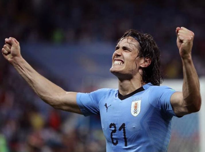 Edison Cavani celebra la victoria de la selección uruguaya, en una imagen de archivo