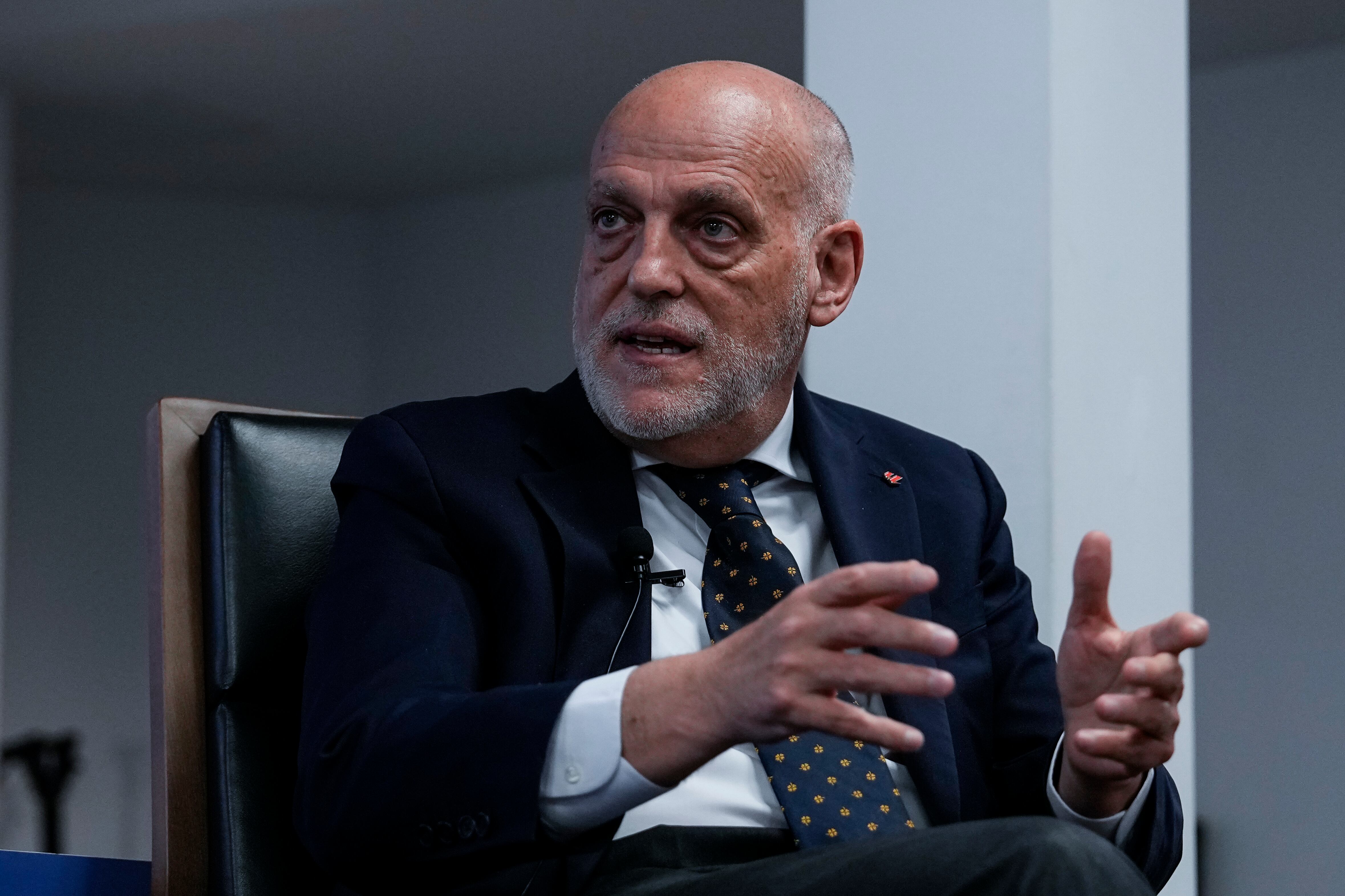 Javier Tebas, durante una conferencia