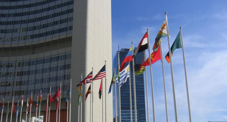 Banderas en el edificio de Naciones Unidas en Nueva York.