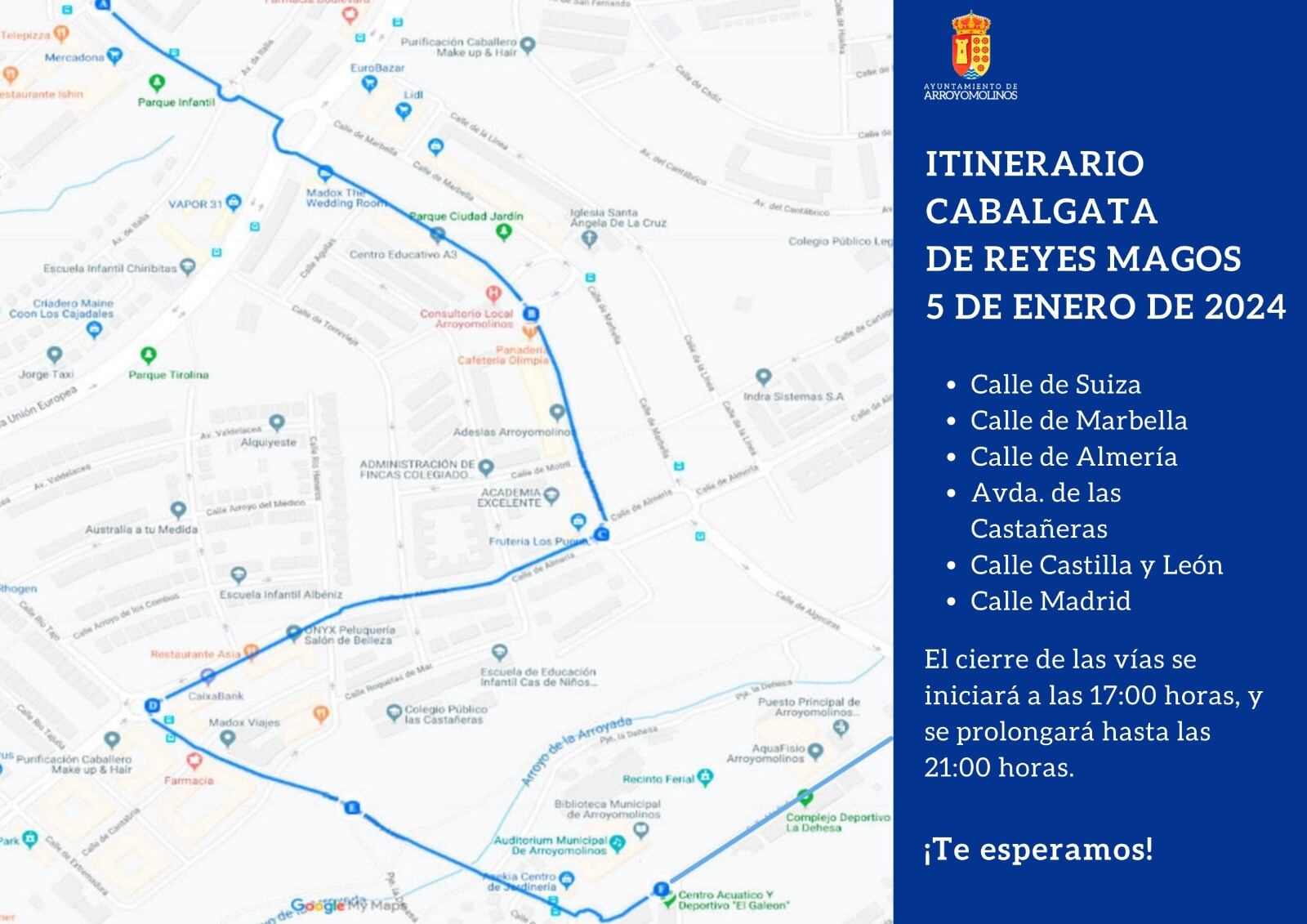 Itinerario de la Cabalgata de Reyes Magos de Arroyomolinos