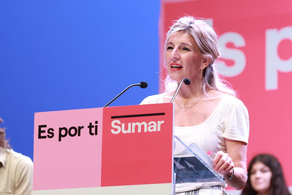 Yolanda Diaz durante un acto de campaña.