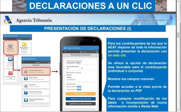 Presentación de Agencia Tributaria sobre la declaración de la Renta en el móvil