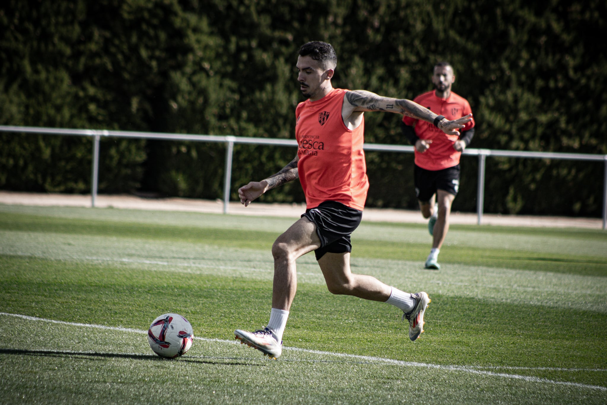 Joaquín Muñoz durante un entrenamiento de la SD Huesca