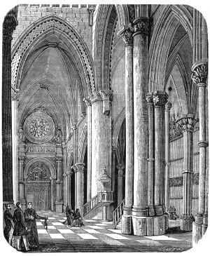 Grabado de la catedral de Cuenca en 1869.