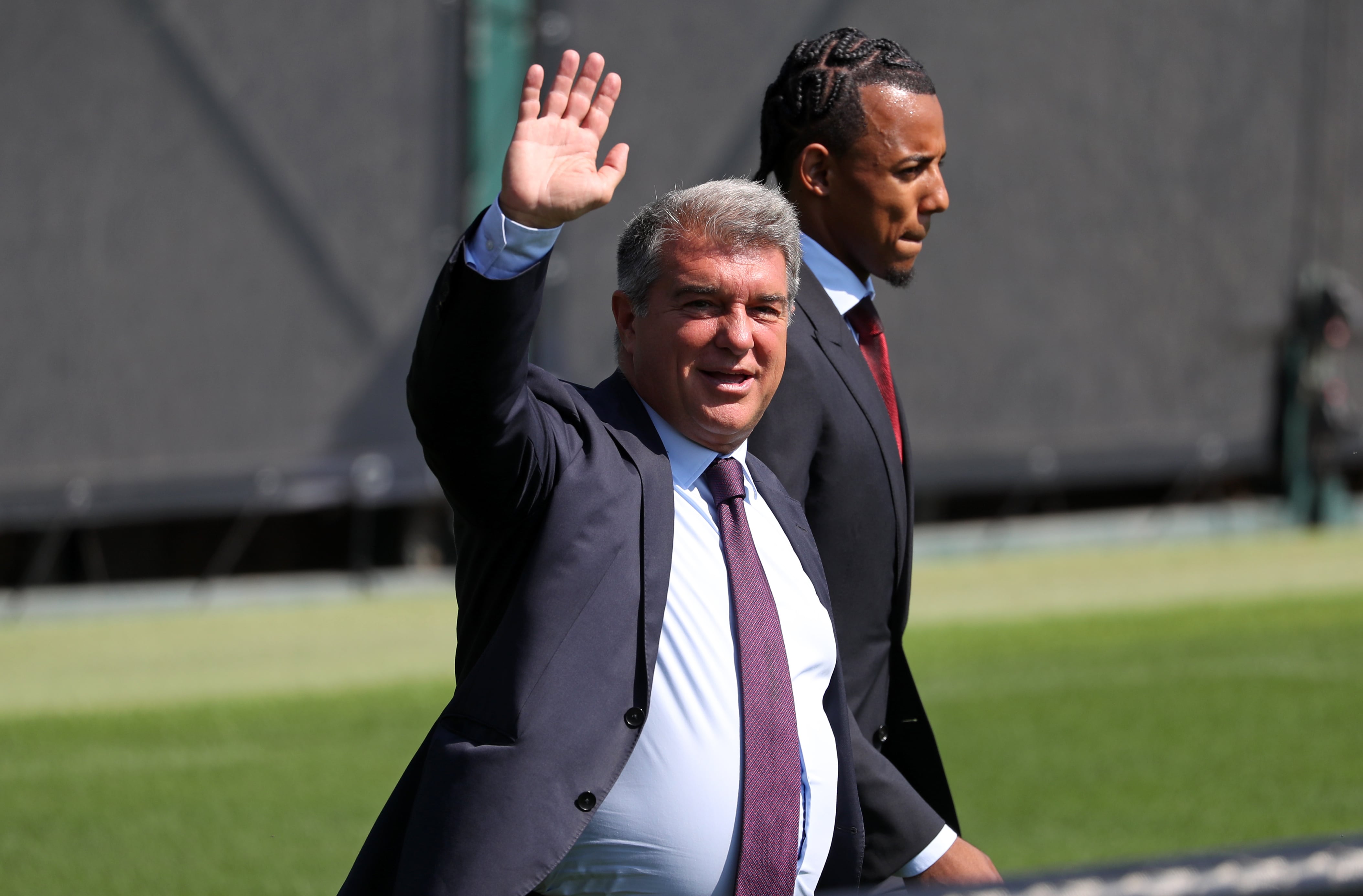 Joan Laporta, durante la presentación de Koundé