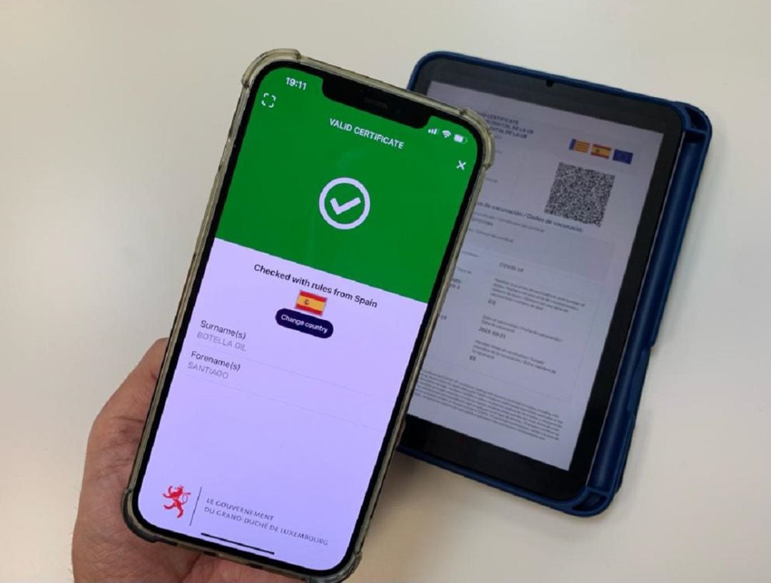 Aplicación de Luxemburgo para validar el pasaporte covid