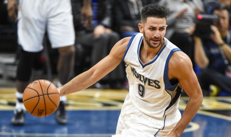 Ricky Rubio, durante uno de los partidos de pretemporada