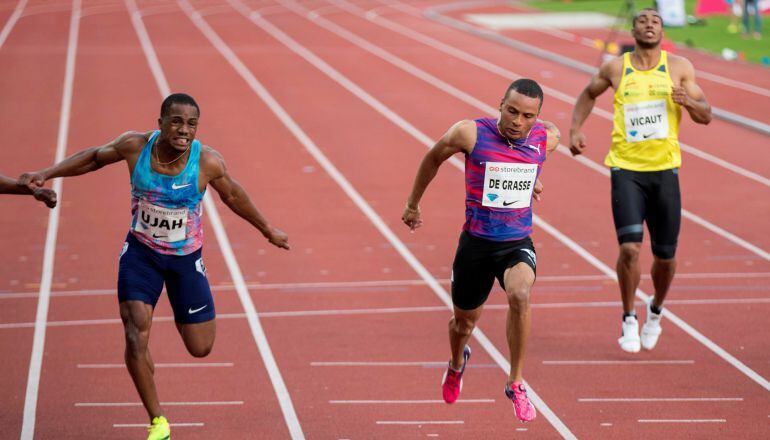 Andre De Grasse, durante la carrera de la Diamond League