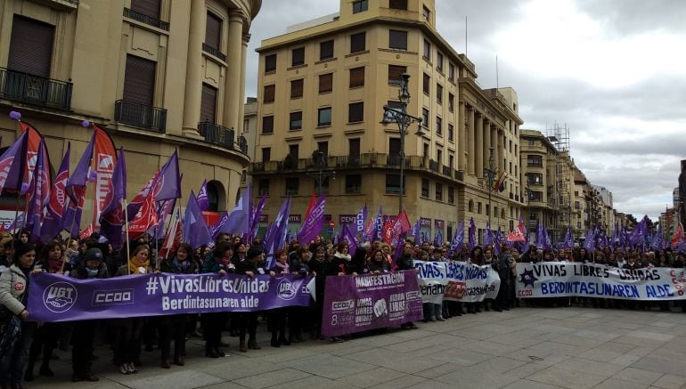 Manifestación de UGT y CCOO Navarra