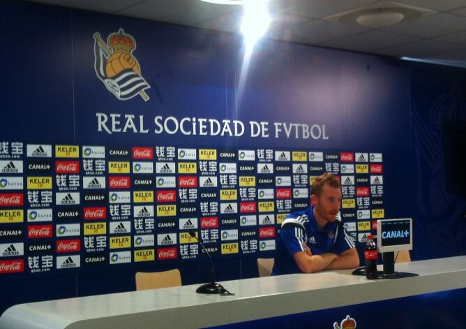 David Zurutuza en un momento de su rueda de prensa esta mañana.