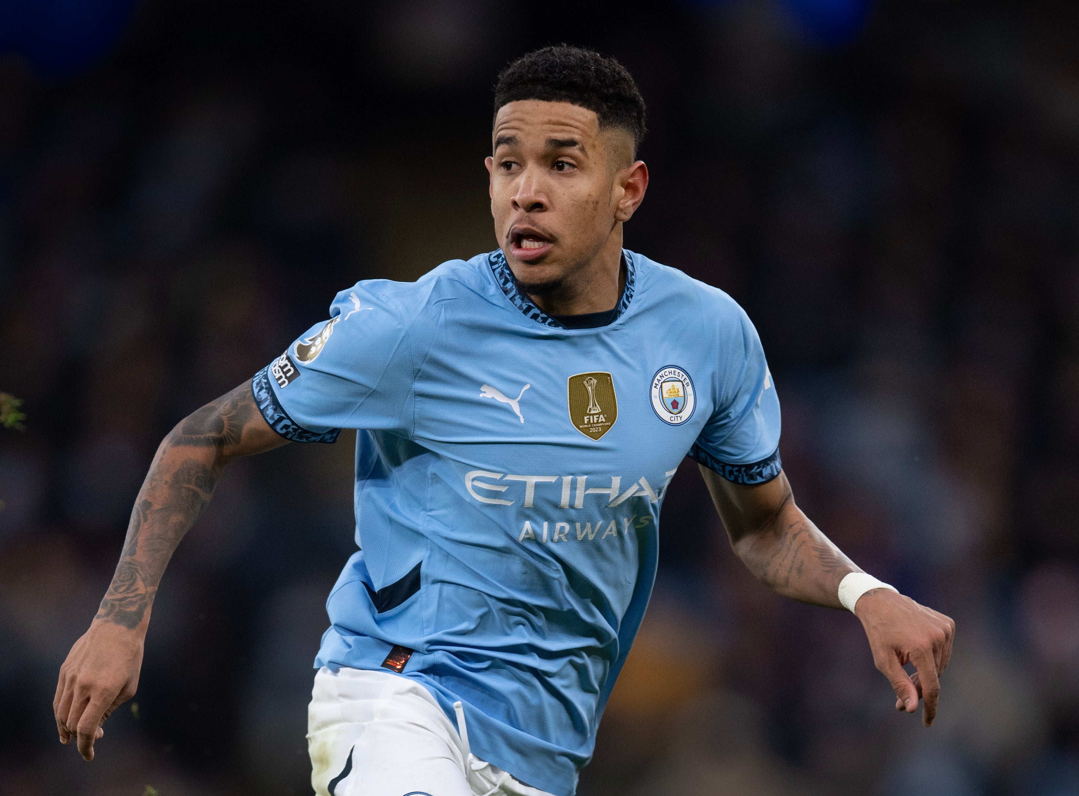 Savinho, durante el partido del Manchester City contra el West Ham