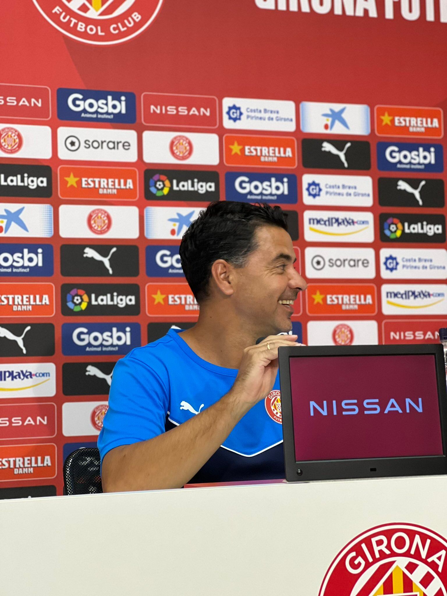 Míchel a la roda de premsa prèvia al València - Girona