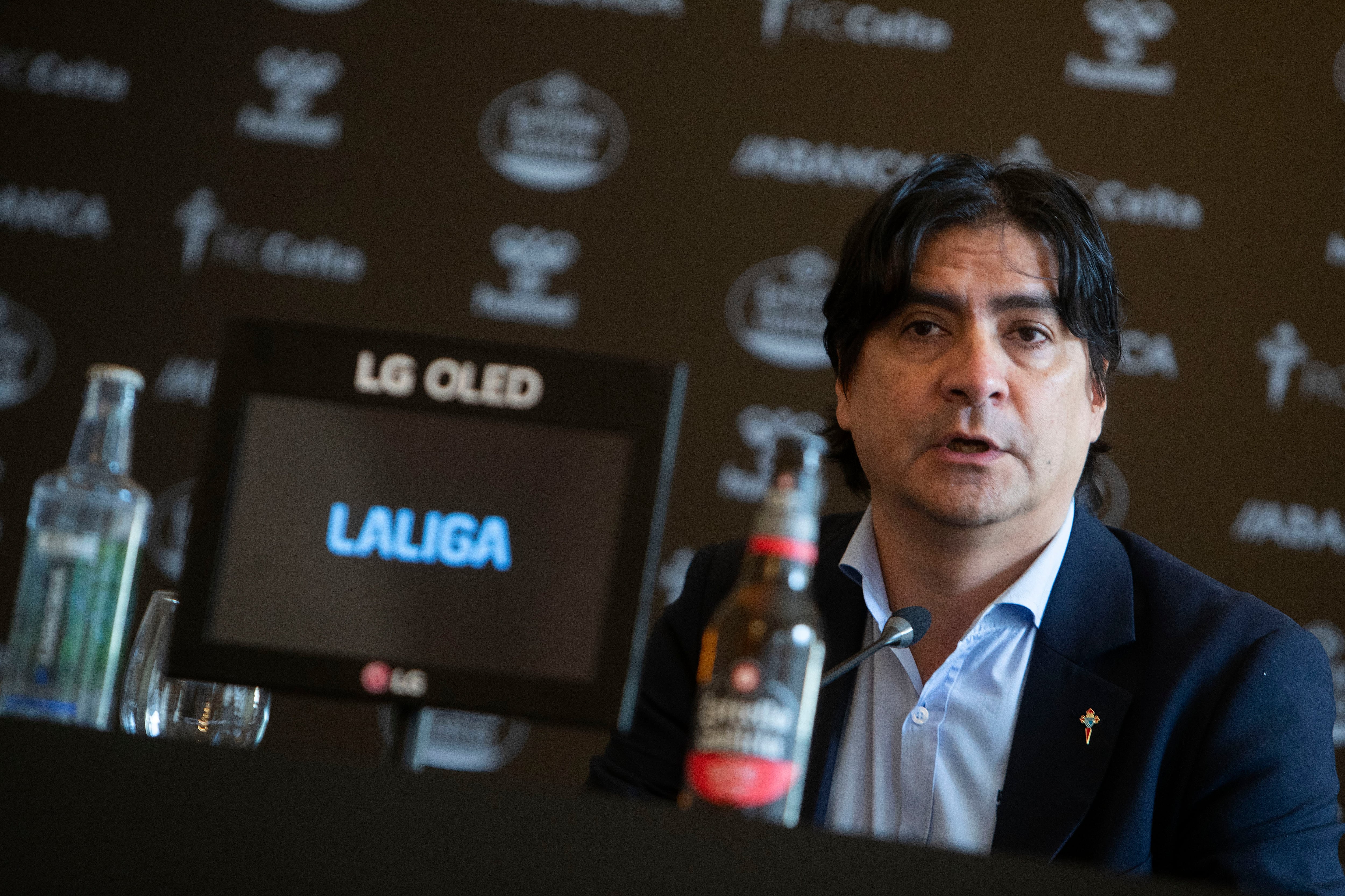 VIGO, 03/09/2024.- El director deportivo del Celta de Vigo, Marco Garcés, ofrece una rueda de prensa para comentar el mercado de fichajes que se ha cerrado recientemente, este martes en Vigo. EFE/ Salvador Sas
