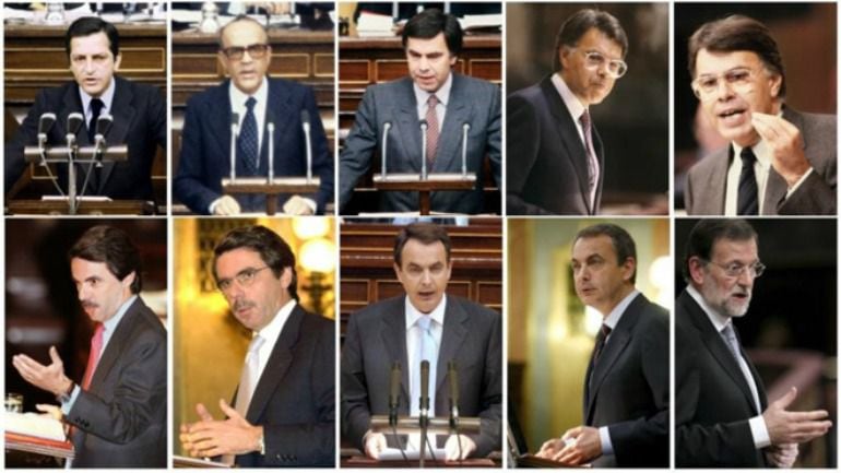 Los presidentes del Gobierno en democracia durante sus sesiones de investidura.