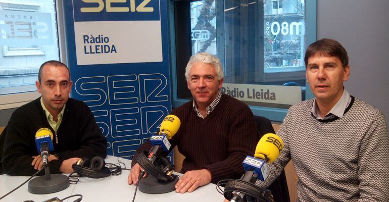 Pau Forns, alcalde de Menàrguens; Miquel Sas, alcalde de Llardecans; i Josep Maria Puig, alcalde de Torregrossa.