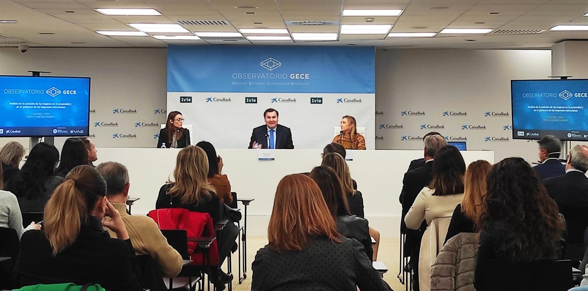 Presentación del estudio &#039;Análisis de la posición de las mujeres en la propiedad y en el gobierno de las empresas valencianas del Observatorio GECE. Fuente: Europa Press