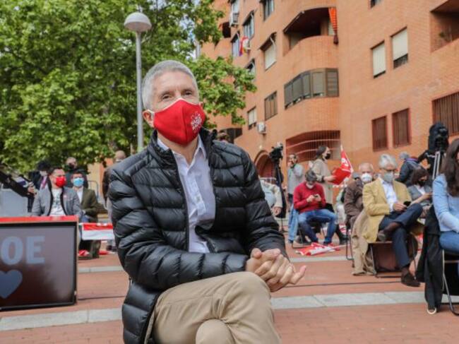El ministro de Interior, Fernando Grande-Marlaska, en un acto del PSOE de Madrid, en Vallecas.