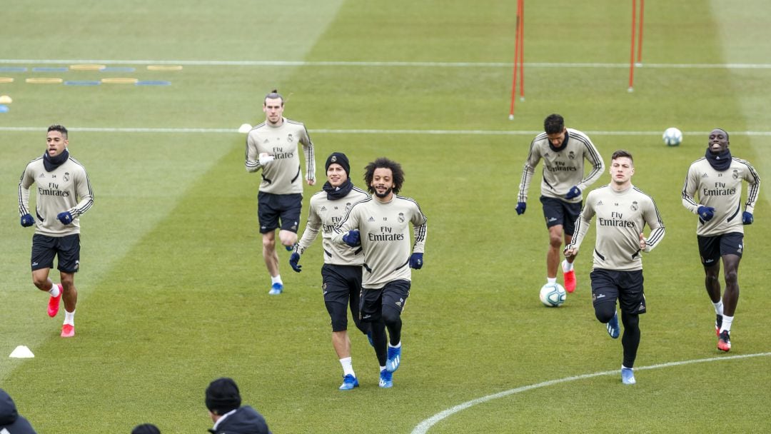 Sesión de entrenamiento de los jugadores del Real Madrid. 